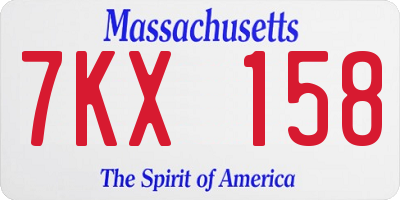 MA license plate 7KX158