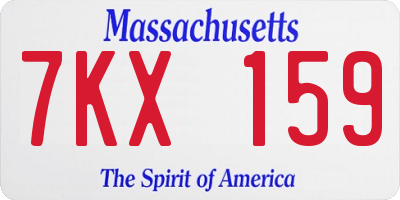 MA license plate 7KX159