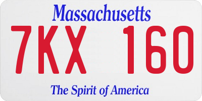 MA license plate 7KX160