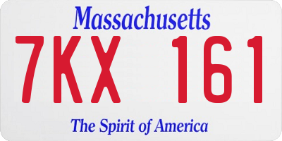 MA license plate 7KX161