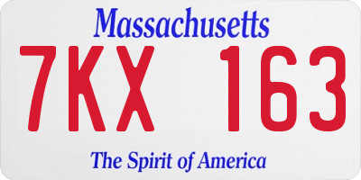 MA license plate 7KX163
