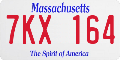 MA license plate 7KX164