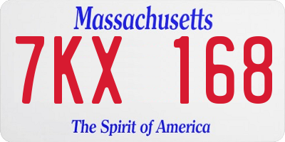 MA license plate 7KX168