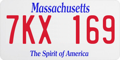 MA license plate 7KX169