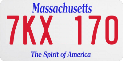 MA license plate 7KX170