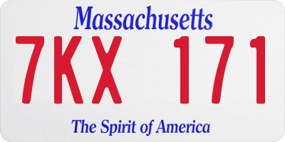 MA license plate 7KX171