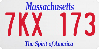 MA license plate 7KX173