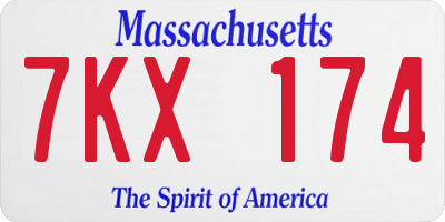 MA license plate 7KX174
