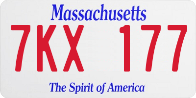 MA license plate 7KX177
