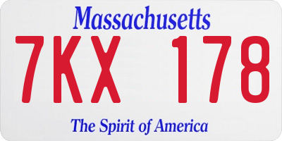 MA license plate 7KX178