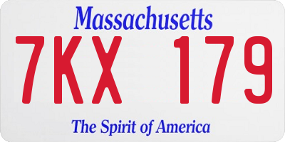 MA license plate 7KX179