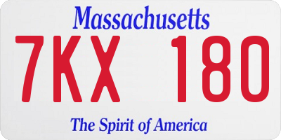 MA license plate 7KX180