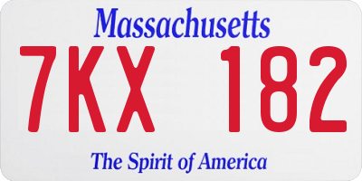 MA license plate 7KX182