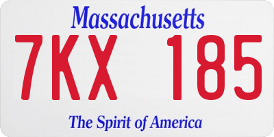 MA license plate 7KX185