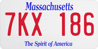 MA license plate 7KX186