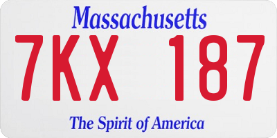 MA license plate 7KX187