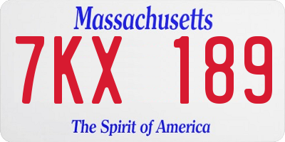 MA license plate 7KX189