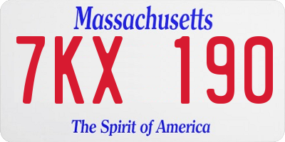 MA license plate 7KX190