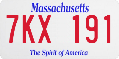 MA license plate 7KX191