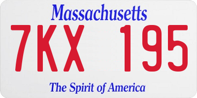 MA license plate 7KX195