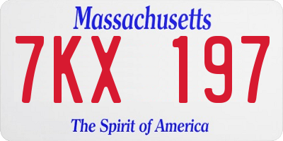 MA license plate 7KX197
