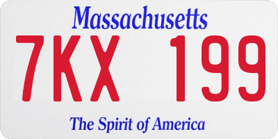MA license plate 7KX199