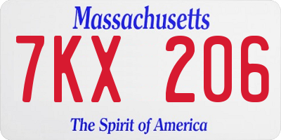 MA license plate 7KX206