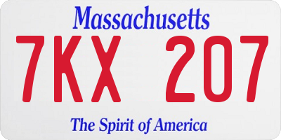 MA license plate 7KX207