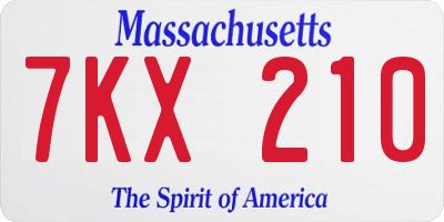 MA license plate 7KX210