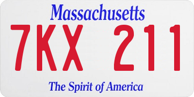 MA license plate 7KX211