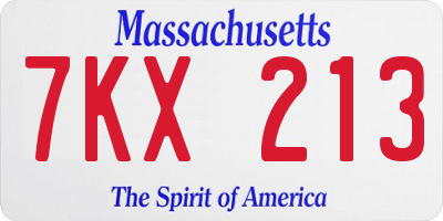 MA license plate 7KX213