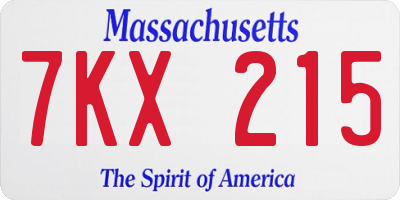 MA license plate 7KX215