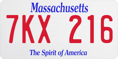 MA license plate 7KX216