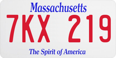 MA license plate 7KX219