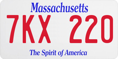 MA license plate 7KX220