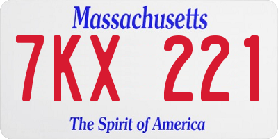 MA license plate 7KX221