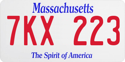 MA license plate 7KX223