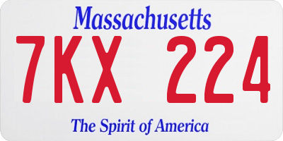 MA license plate 7KX224