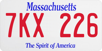 MA license plate 7KX226