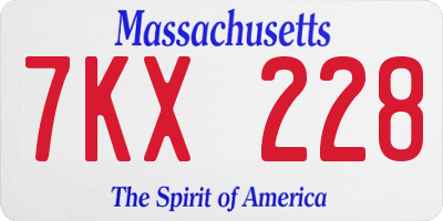 MA license plate 7KX228