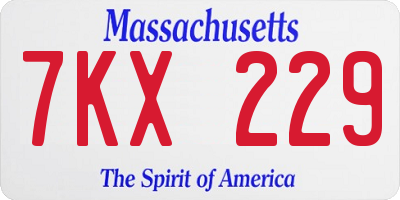 MA license plate 7KX229