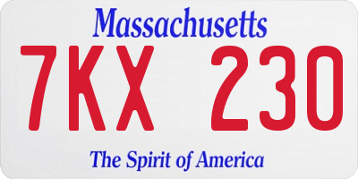 MA license plate 7KX230