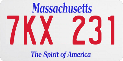 MA license plate 7KX231
