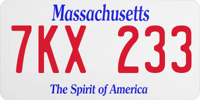 MA license plate 7KX233
