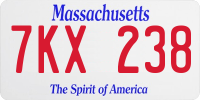 MA license plate 7KX238
