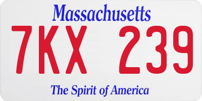 MA license plate 7KX239