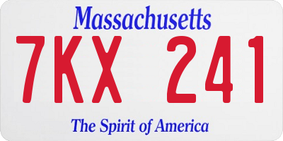 MA license plate 7KX241