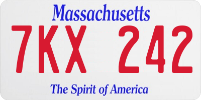 MA license plate 7KX242