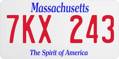 MA license plate 7KX243