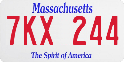 MA license plate 7KX244